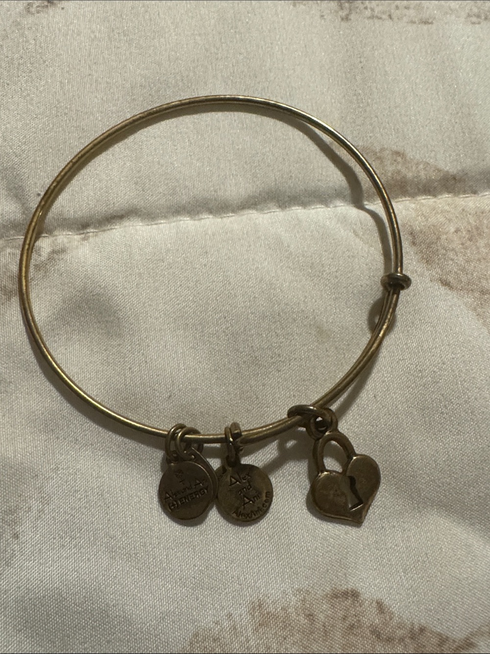 Alex and Ani Gold Heart Lock Charm Bangle Bracelet
